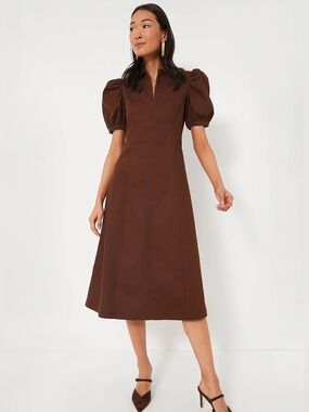 TUCKERNUCK  HYACINTH HOUSE
Chocolate Front Zip Denim Midi Dress Small